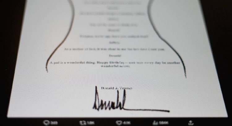 Esta es la carta con contenido sexual dirigida a Epstein y presuntamente firmada por Trump