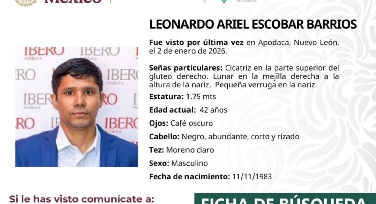 Reportan la desaparición en Nuevo León de un académico de la Ibero Puebla