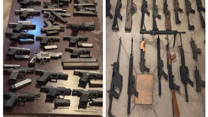 Decomisan arsenal importado de EU y 720 litros de metanfetamina en Baja California