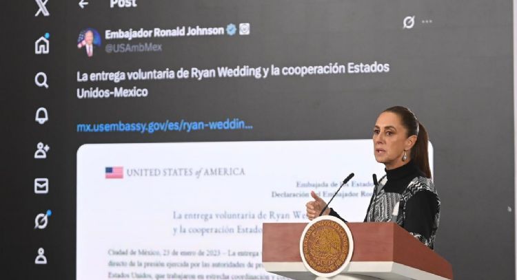 Sheinbaum niega que Wedding haya sido capturado por agentes del FBI; confía en versión del embajador