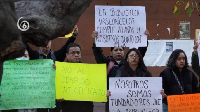Trabajadores de la Biblioteca Vasconcelos protestan para denunciar despidos injustificados