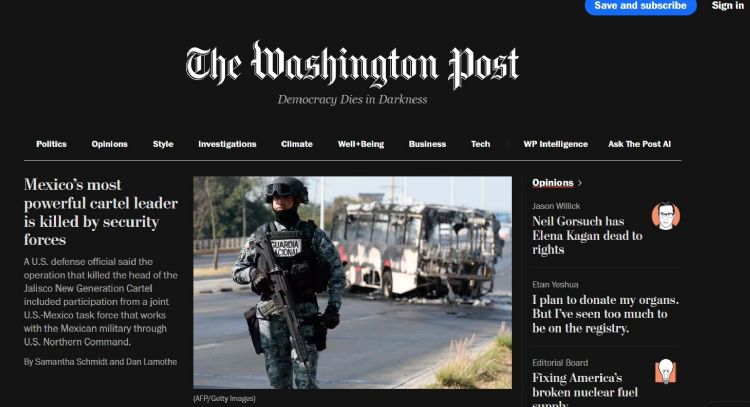 Prensa internacional reporta muerte del “Mencho” y disturbios en México