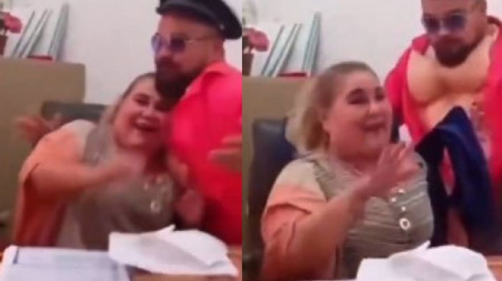 VIDEO muestra a regidora de San Luis Potosí celebrando cumpleaños con stripper en oficina municipal