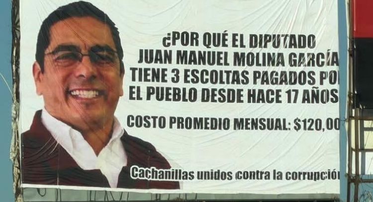 Exhiben gasto de escoltas de diputado morenista en un espectacular de Mexicali