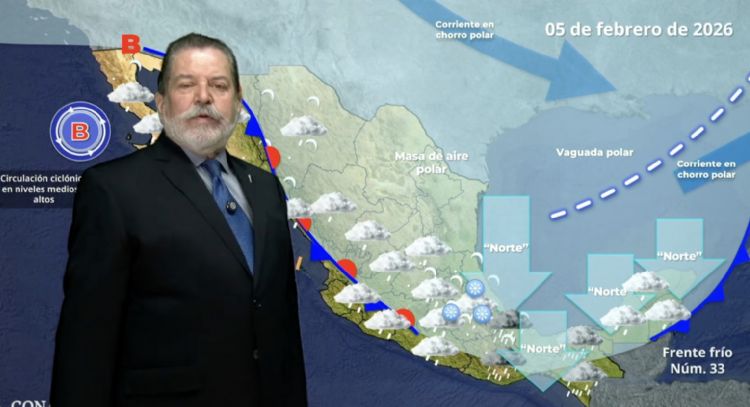 Cubre al país la masa de aire polar del frente frío 33; seguirán las lluvias fuertes el jueves
