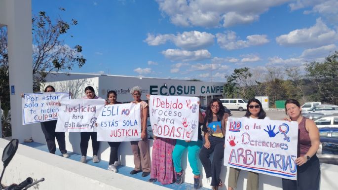 Mujeres exigen liberación de Esli Romero, estudiante detenida en marcha del 8M en Campeche