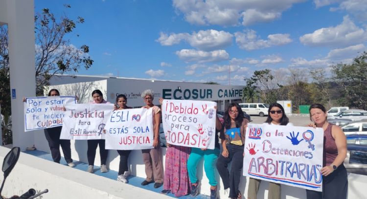 Mujeres exigen liberación de Esli Romero, estudiante detenida en marcha del 8M en Campeche