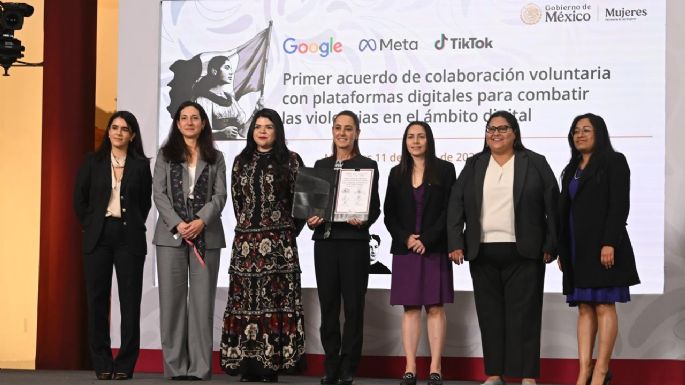Sheinbaum firma acuerdo con Google, Meta y TikTok para combatir violencia digital contra mujeres