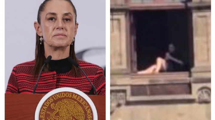 Sheinbaum admite que una mujer salió a la ventana de Palacio Nacional a asolearse