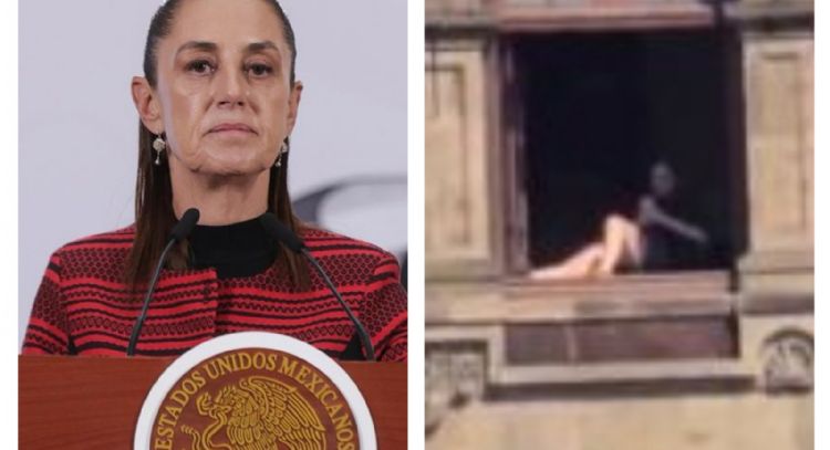 Sheinbaum admite que una mujer salió a la ventana de Palacio Nacional a asolearse