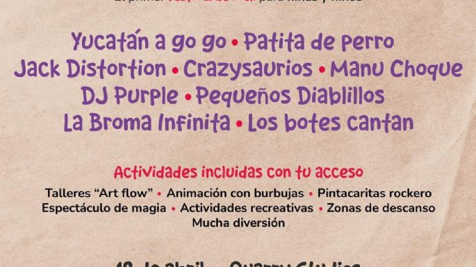 Patita de Perro, Yucatán a Go Go y Jack Distortion en el primer “Mini Rock Fest” para niños
