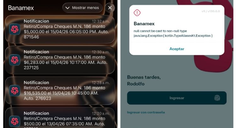 Cuantahabientes de Banamex reportan fallas en su app y banca electrónica