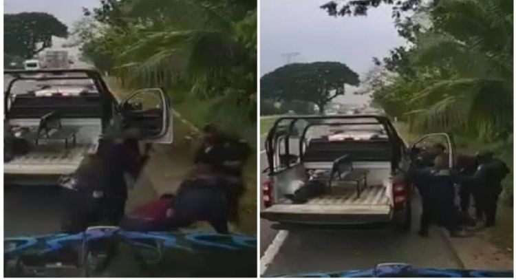 Cámara graba agresión de policías contra conductor de grúa en Cunduacán, Tabasco