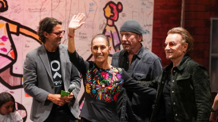 Sheinbaum visita el Street Child World Cup acompañada de U2 (Video)