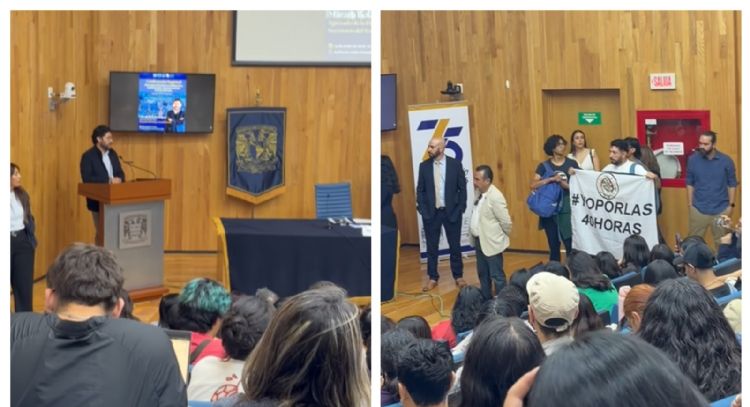 Corren al secretario del Trabajo de una conferencia en la UNAM (Video)
