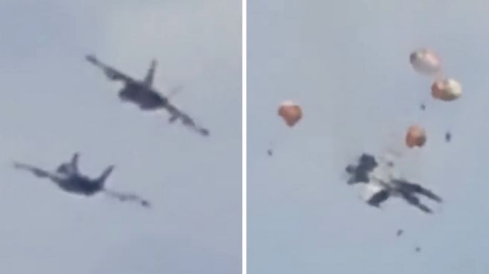 Chocan aviones militares durante espectáculo aéreo en EU; tripulantes logran eyectarse (Video)