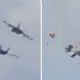 Chocan aviones militares durante espectáculo aéreo en EU; tripulantes logran eyectarse (Video)