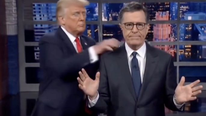 Trump “tira a la basura” al conductor Stephen Colbert en un video viral hecho con IA
