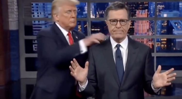 Trump “tira a la basura” al conductor Stephen Colbert en un video viral hecho con IA