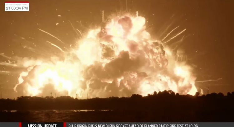 Explota cohete New Glenn de Jeff Bezos en la plataforma de lanzamiento (Video)