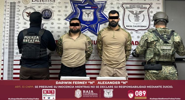 Detienen en Mexicali a dos colombianos presuntamente ligados al Cártel de Sinaloa