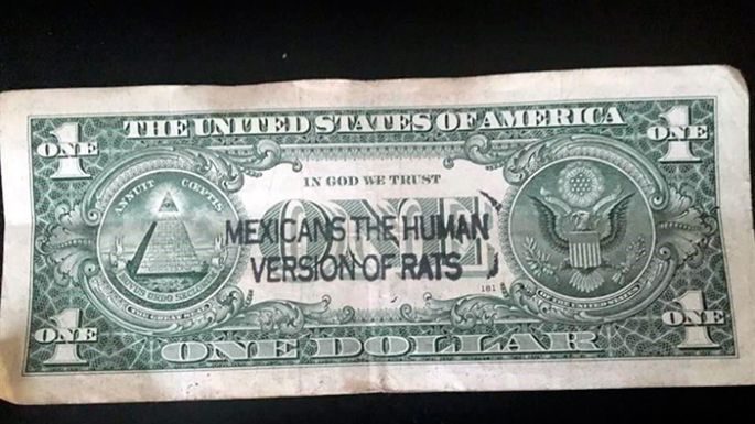 'Mexicanos, la versión humana de ratas”, escriben sobre dólares en EU
