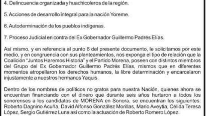 Pueblos yaquis declaran persona "no grata” a aspirante de Morena a la alcaldía de Hermosillo