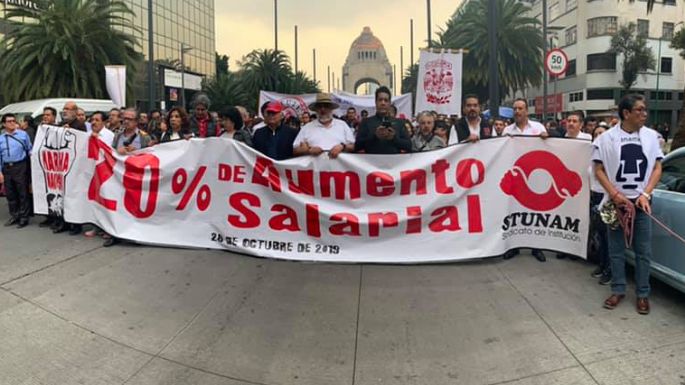 Con marcha, el STUNAM exige aumento y retabulación salarial de 20%