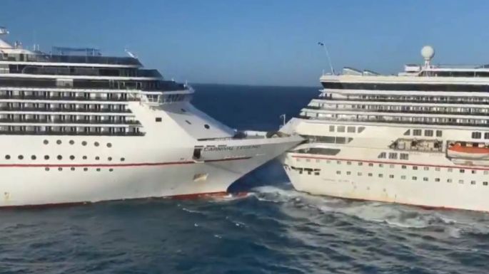 Colisionan dos cruceros turísticos en Cozumel; no reportan heridos (Video)