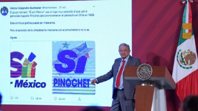 AMLO compara el logo de "Sí por México" con el de Augusto Pinochet