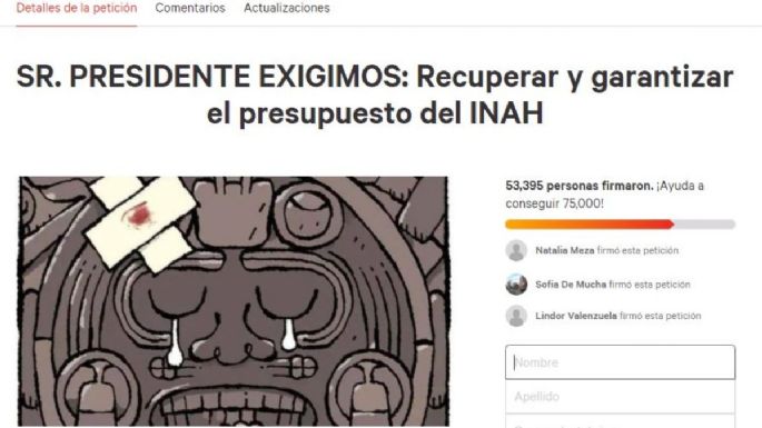 Petición en Change.org para revertir recorte al INAH llegaría al Congreso