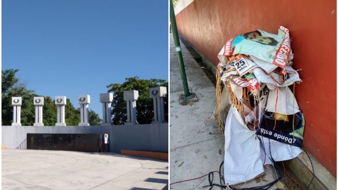 Retiran de la Rotonda de las Personas Ilustres lonas de desaparecidos en Colima