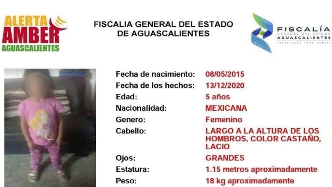 Fiscalía de Aguascalientes cree que muerte de niña de 5 años fue accidental