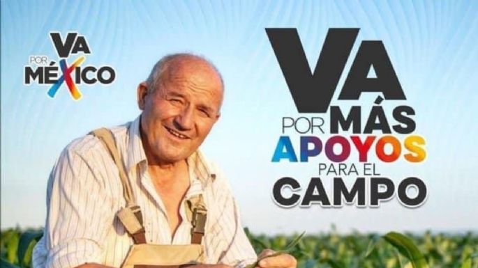 Critican a la alianza "Va por México" por usar campesino blanco en su publicidad