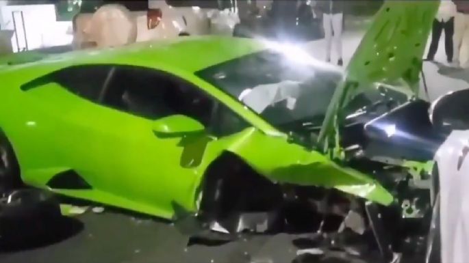 Huye tras destrozar su Lamborghini en Polanco
