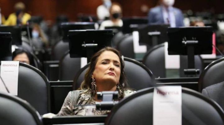 Captan a Patricia Armendáriz con los ojos cerrados en su curul y se enciende polémica