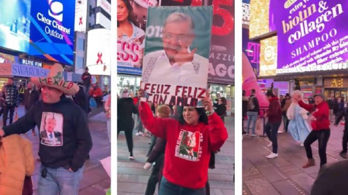 Mexicanos armaron su AMLOFest en Times Square, Nueva York (Videos)