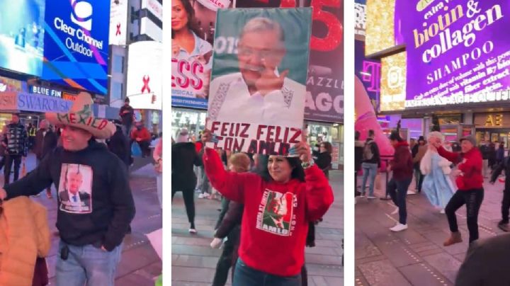 Mexicanos armaron su AMLOFest en Times Square, Nueva York (Videos)