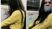 Captan a una joven pintando con un plumón dentro del Metro y la convierten en #LadyRayaVagones