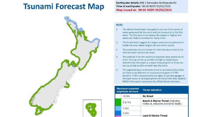 Nueva Zelanda: alerta de tsunami tras ola de sismos cuyas magnitudes van de 7.3 a 8.1