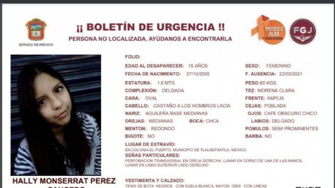 Hallan sin vida a Hally, de 15 años, reportada desaparecida en el Estado de México