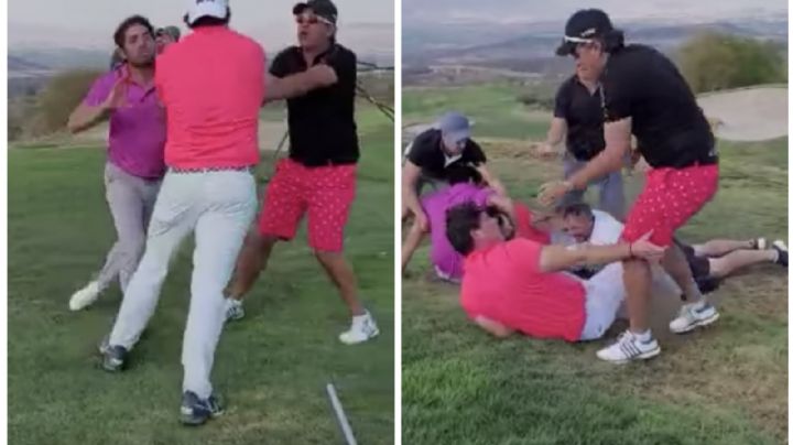 Captan en video pelea en campo de golf y se viraliza