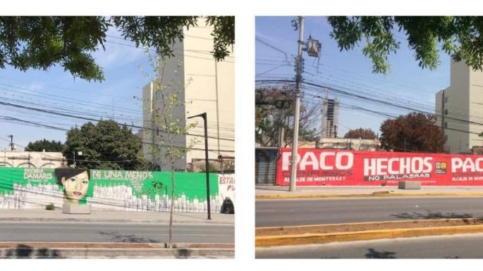 Borran el mural de una mujer desaparecida y en su lugar colocan propaganda de un candidato del PRI