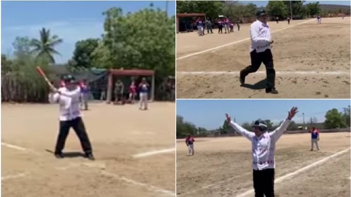 AMLO hace parada para jugar beisbol en Sinaloa