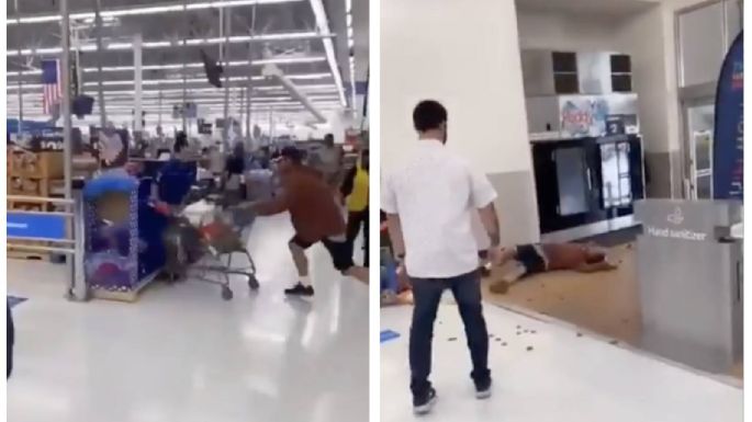 Empleado de Walmart  noquea a un cliente que lo agredió y escupió (Video)