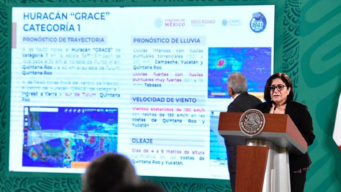 Todo el gobierno, atento ante el impacto del huracán Grace: López Obrador