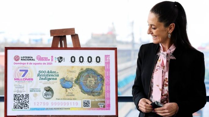 Presentan billete del sorteo para conmemorar 500 años de la Resistencia Indígena México-Tenochtitlán