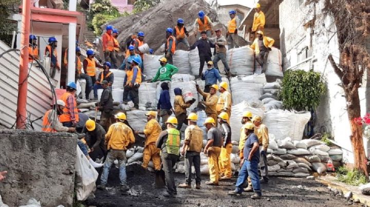 Ingenieros buscan estabilizar rocas desprendidas del Cerro del Chiquihuite