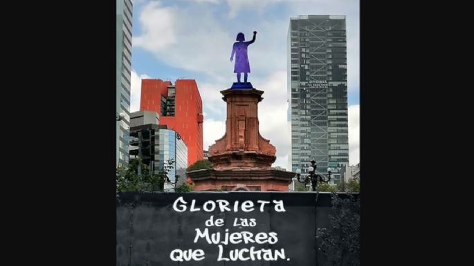 Rebautizan la Glorieta de Colón como la "Glorieta de las mujeres que luchan"
