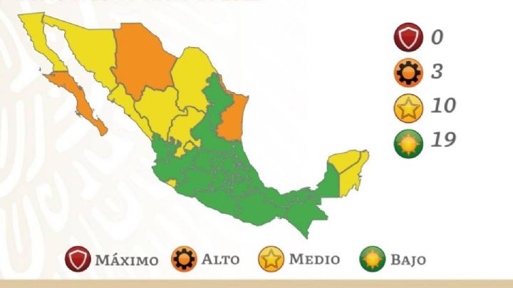 Así quedó el semáforo del 10 al 23 de enero: tres estados en naranja y 10 en amarillo